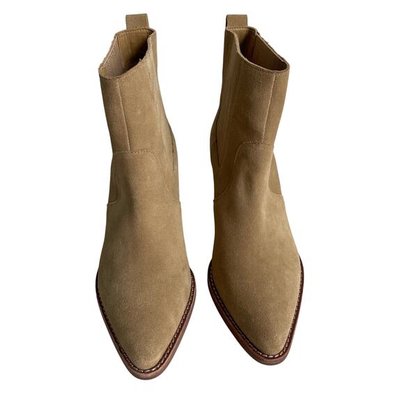 J. Crew Women's Size 8 Suede Leather Western Ankle Boots Tan Beige - Picture 2 of 11